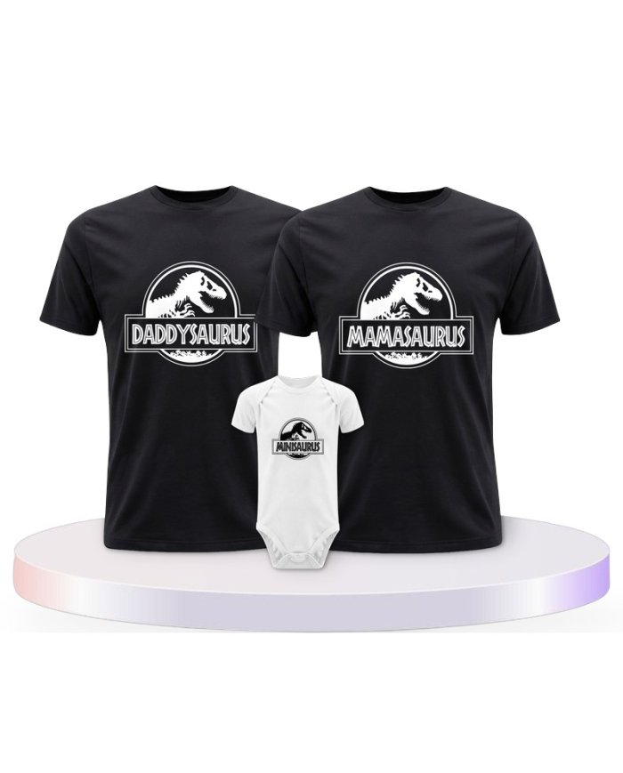 Familienlook T-Shirts mit Dino Family | Paarpulli