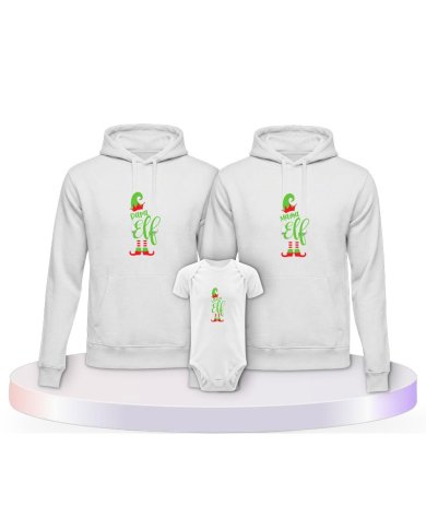 Elf Family Familienset Hoodies mit Babybody | Paarpulli