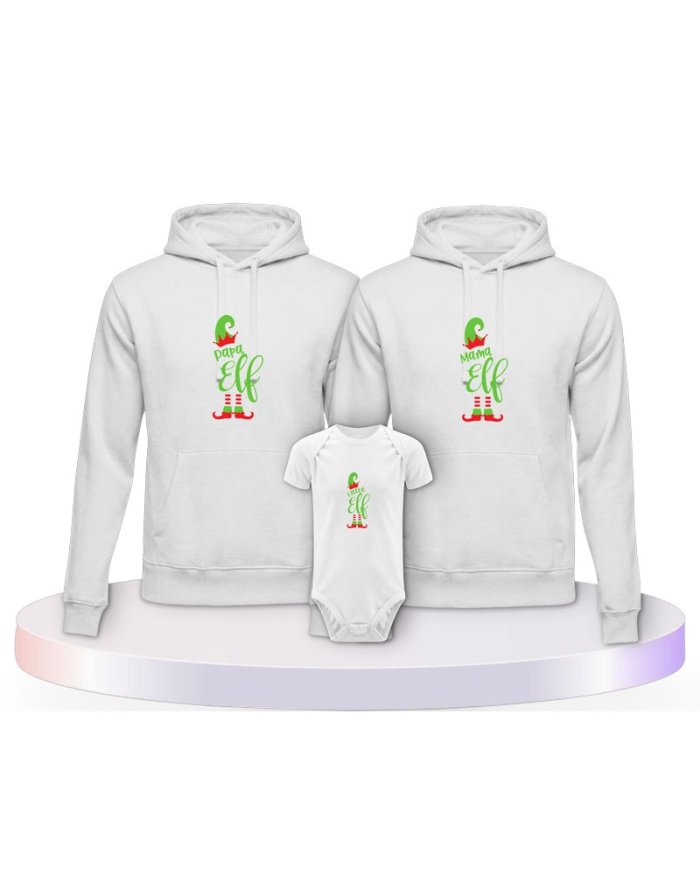 Elf Family Familienset Hoodies mit Babybody | Paarpulli