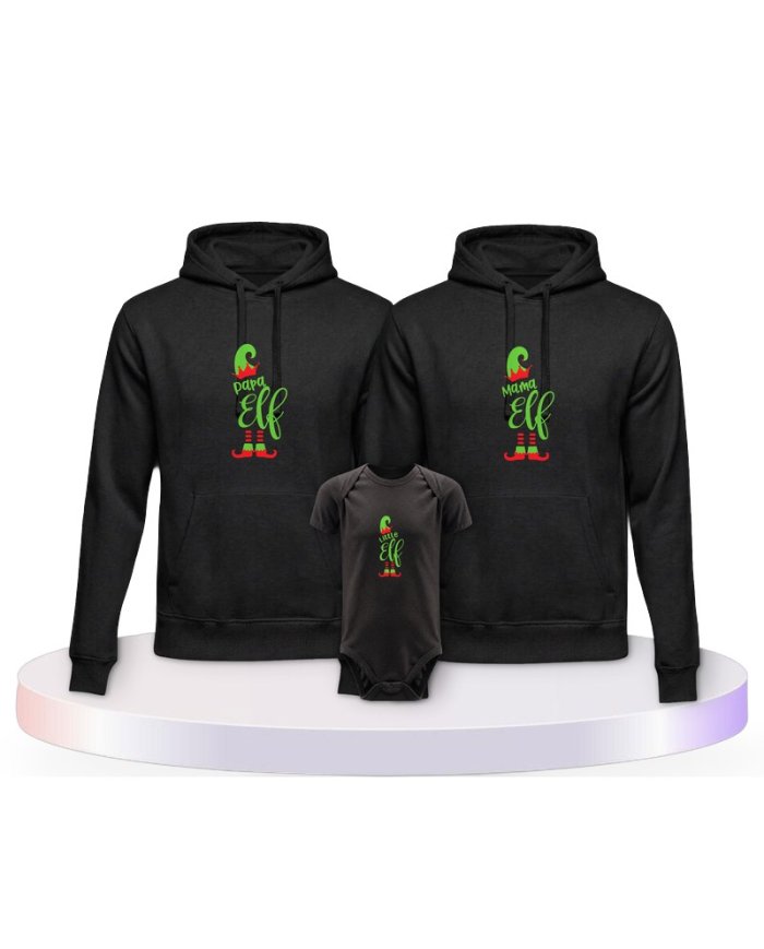 Elf Family Familienset Hoodies mit Babybody | Paarpulli