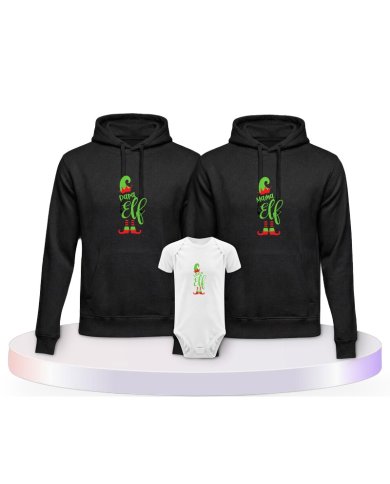 Elf Family Familienset Hoodies mit Babybody | Paarpulli