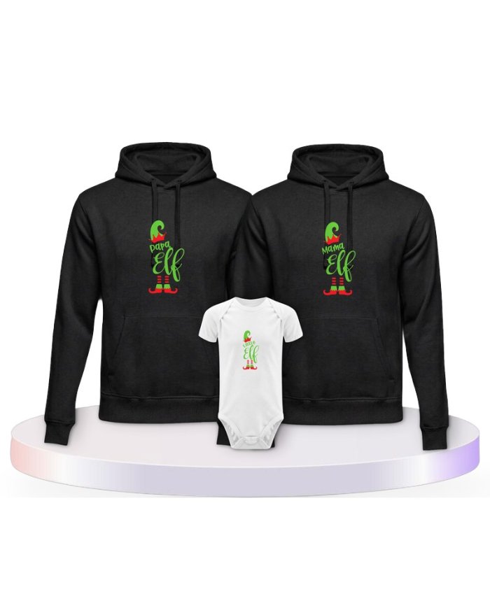Elf Family Familienset Hoodies mit Babybody | Paarpulli