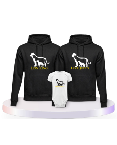 Lion Family Familienset Hoodies mit Babybody | Paarpulli