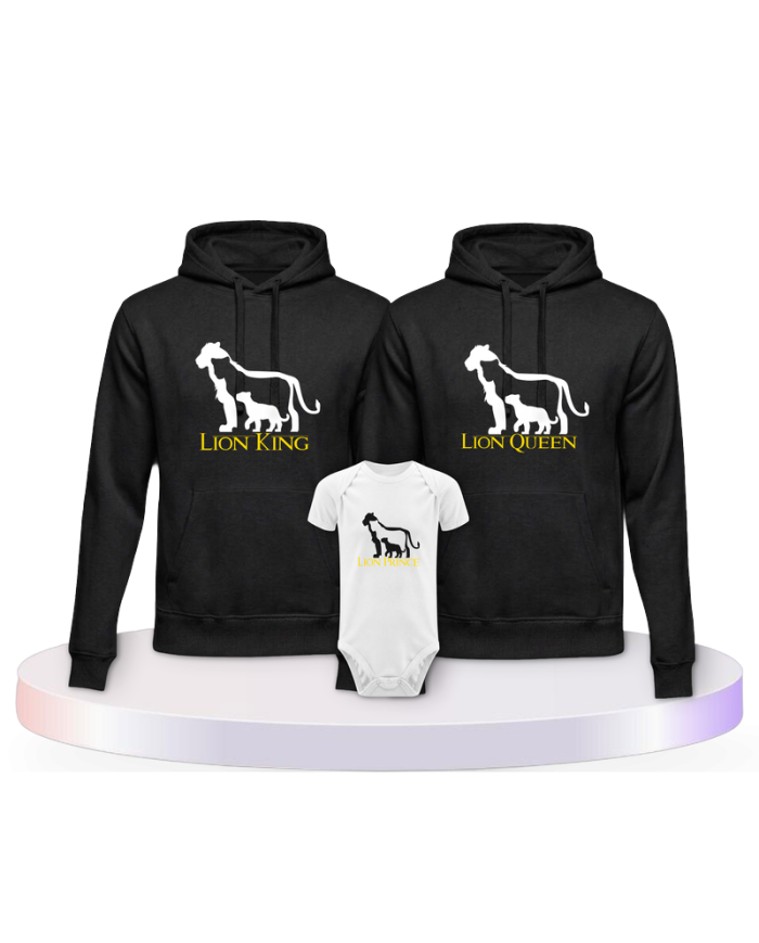 Lion Family Familienset Hoodies mit Babybody | Paarpulli