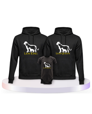 Lion Family Familienset Hoodies mit Babybody | Paarpulli