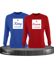 King und Queen im Rahmen mit Wunschdatum Partnerlook Sweatshirts
