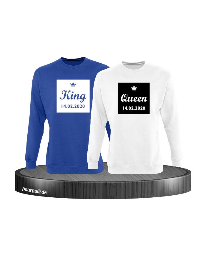 King und Queen im Rahmen mit Wunschdatum Partnerlook Sweatshirts