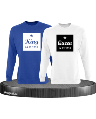 King und Queen im Rahmen mit Wunschdatum Partnerlook Sweatshirts
