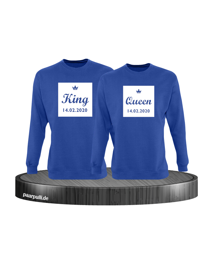 King und Queen im Rahmen mit Wunschdatum Partnerlook Sweatshirts