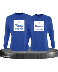 King und Queen im Rahmen mit Wunschdatum Partnerlook Sweatshirts
