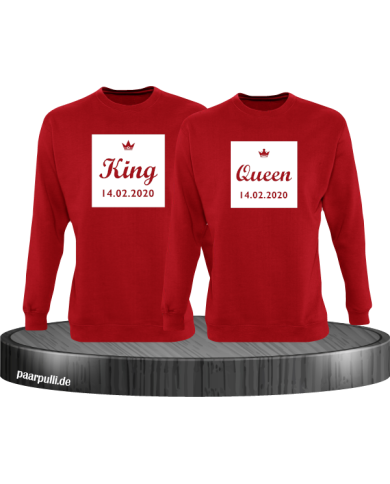 King und Queen im Rahmen mit Wunschdatum Partnerlook Sweatshirts King und Queen im Rahmen mit Wunschdatum Partnerlook Sweatshirts