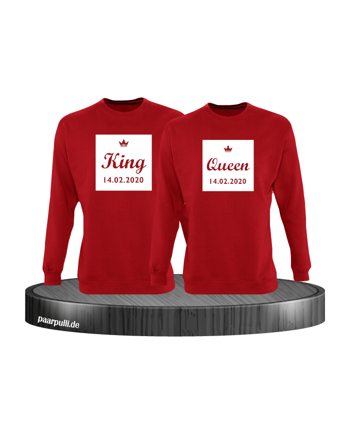 King und Queen im Rahmen mit Wunschdatum Partnerlook Sweatshirts