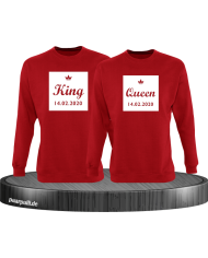 King und Queen im Rahmen mit Wunschdatum Partnerlook Sweatshirts