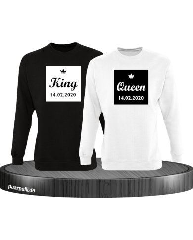 King und Queen im Rahmen mit Wunschdatum Partnerlook Sweatshirts King und Queen im Rahmen mit Wunschdatum Partnerlook Sweatshirts
