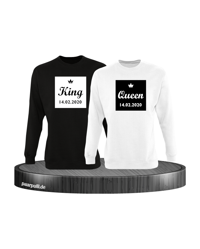King und Queen im Rahmen mit Wunschdatum Partnerlook Sweatshirts