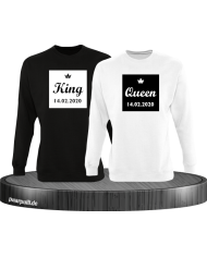 King und Queen im Rahmen mit Wunschdatum Partnerlook Sweatshirts