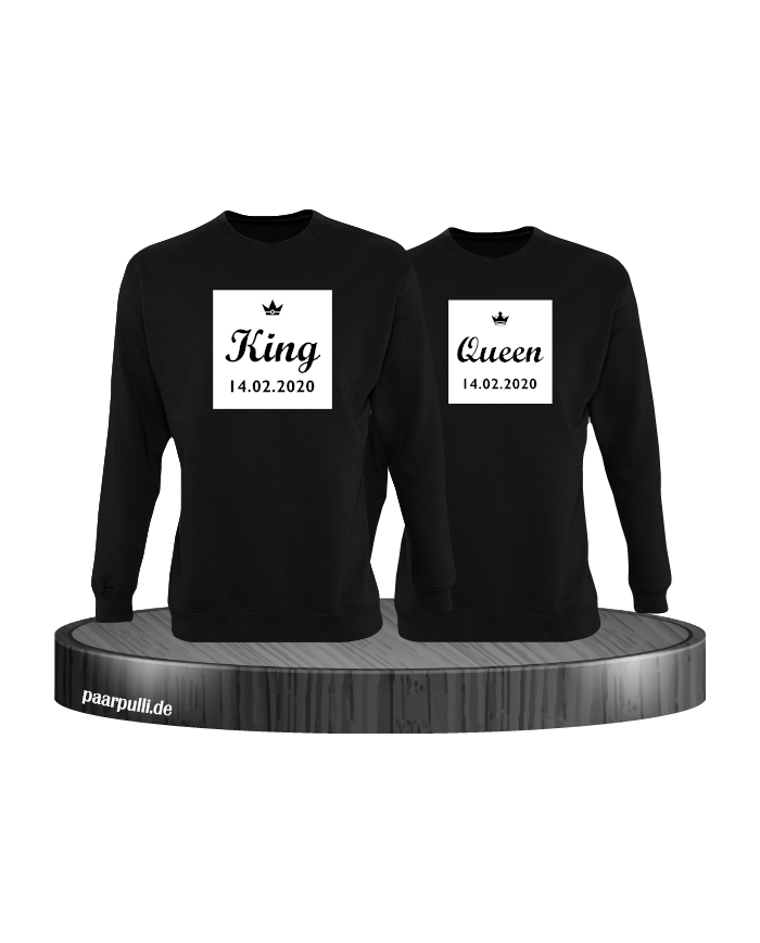 King und Queen im Rahmen mit Wunschdatum Partnerlook Sweatshirts