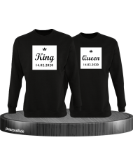 King und Queen im Rahmen mit Wunschdatum Partnerlook Sweatshirts