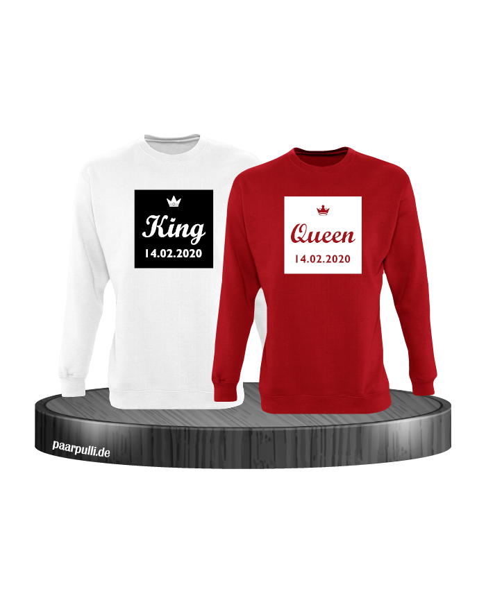 King und Queen im Rahmen mit Wunschdatum Partnerlook Sweatshirts