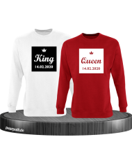 King und Queen im Rahmen mit Wunschdatum Partnerlook Sweatshirts