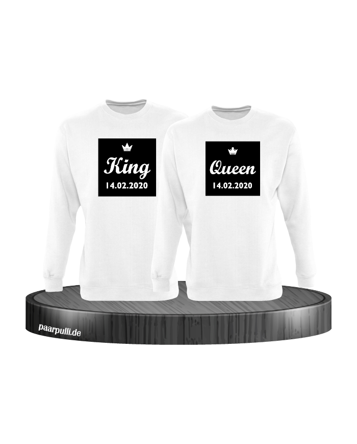 King und Queen im Rahmen mit Wunschdatum Partnerlook Sweatshirts
