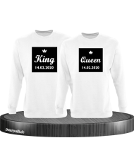 King und Queen im Rahmen mit Wunschdatum Partnerlook Sweatshirts