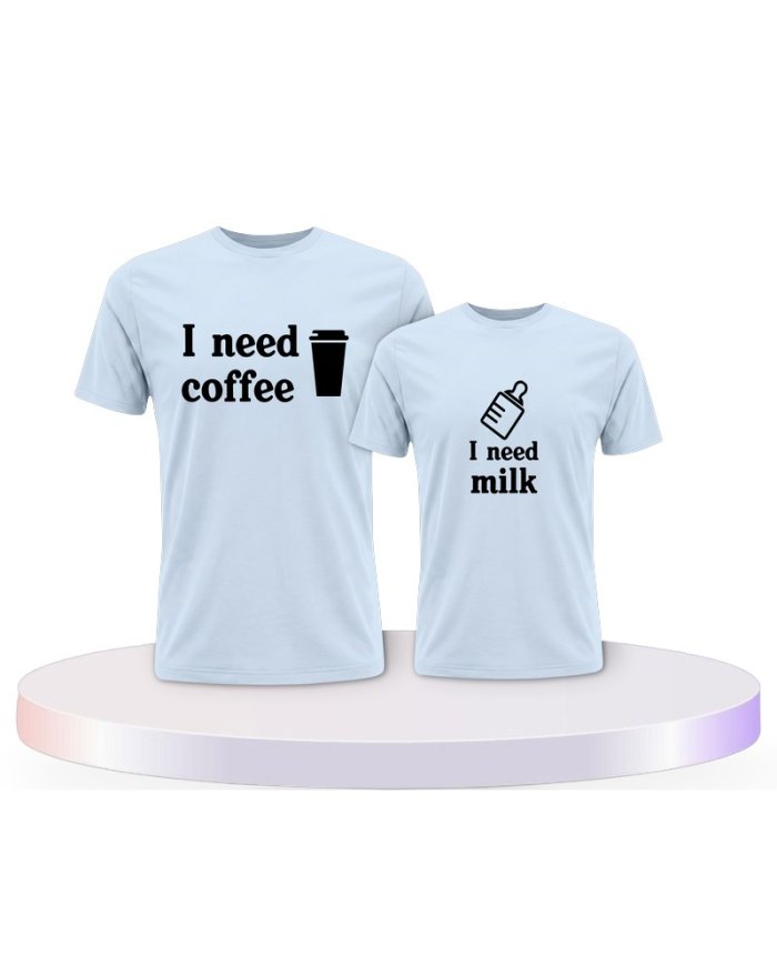 Eltern-Kind Partnerlook I Need Coffee und I Need Milk | Paarpulli