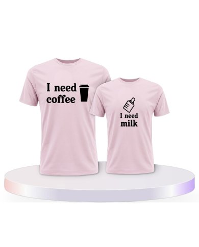 Eltern-Kind Partnerlook I Need Coffee und I Need Milk | Paarpulli