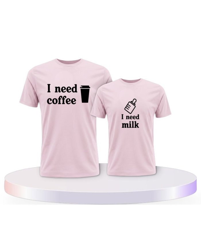 Eltern-Kind Partnerlook I Need Coffee und I Need Milk | Paarpulli