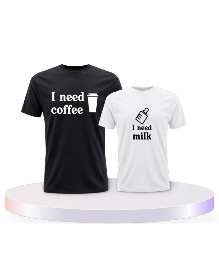 Eltern-Kind Partnerlook I Need Coffee und I Need Milk | Paarpulli
