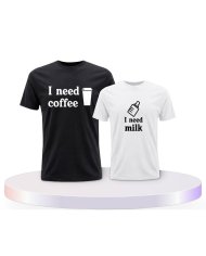 Eltern-Kind Partnerlook I Need Coffee und I Need Milk | Paarpulli