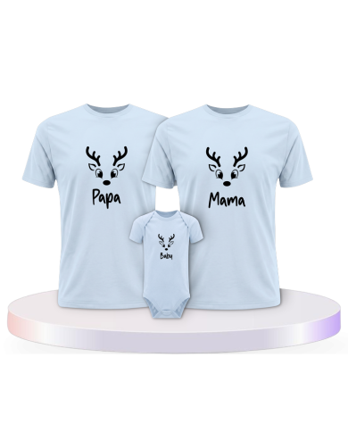 Rentier Papa Mama und Baby mit Baby Body Eltern-Kind | Paarpulli