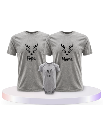 Rentier Papa Mama und Baby mit Baby Body Eltern-Kind | Paarpulli