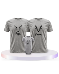 Rentier Papa Mama und Baby mit Baby Body Eltern-Kind | Paarpulli