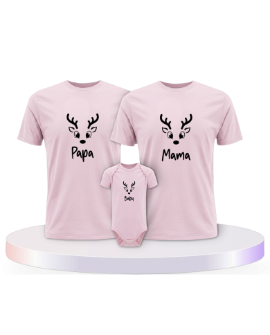 Rentier Papa Mama und Baby mit Baby Body Eltern-Kind | Paarpulli