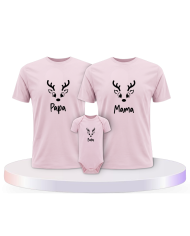 Rentier Papa Mama und Baby mit Baby Body Eltern-Kind | Paarpulli