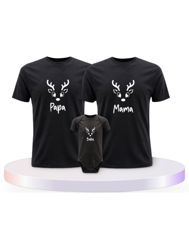 Rentier Papa Mama und Baby mit Baby Body Eltern-Kind | Paarpulli