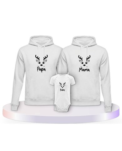 Rentier Family Familienset Hoodies mit Babybody | Paarpulli