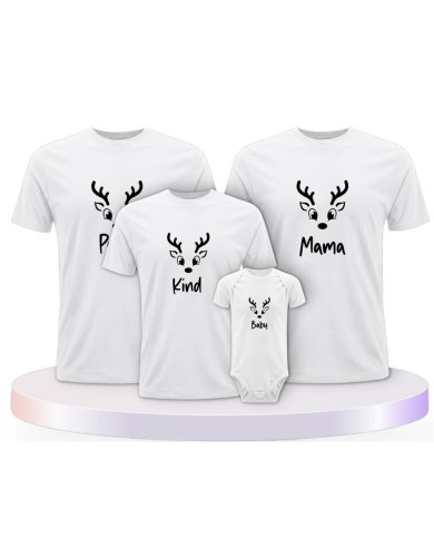 Rentier Family Familienset T-Shirts mit Babybody | Paarpulli