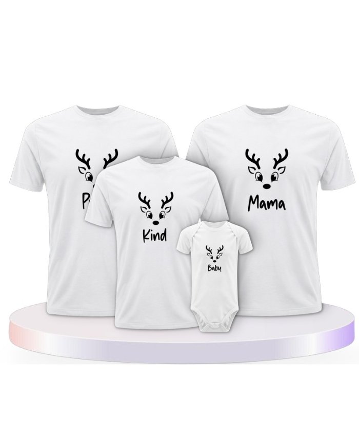Rentier Family Familienset T-Shirts mit Babybody | Paarpulli