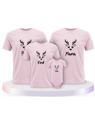 Rentier Family Familienset T-Shirts mit Babybody | Paarpulli