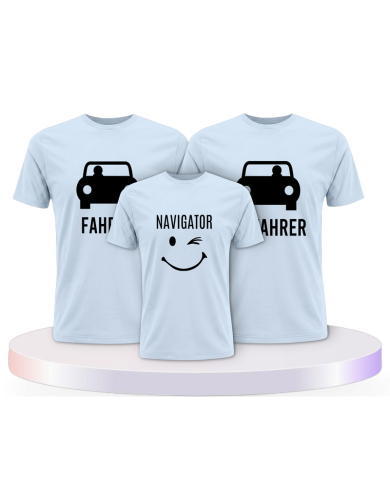 Fahrer Beifahrer und Navigator Familienset T-Shirts | Paarpulli
