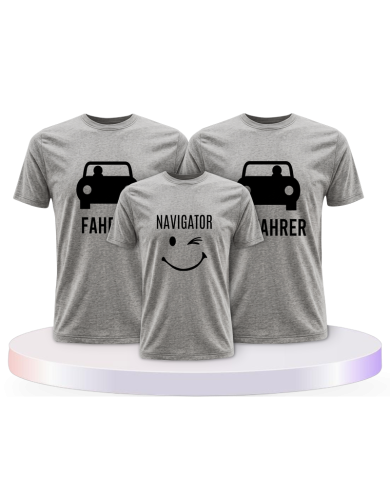 Fahrer Beifahrer und Navigator Familienset T-Shirts | Paarpulli