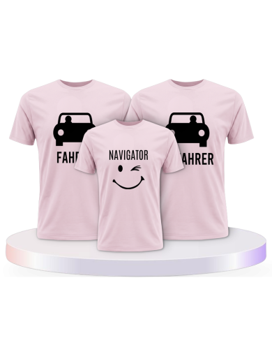 Fahrer Beifahrer und Navigator Familienset T-Shirts | Paarpulli