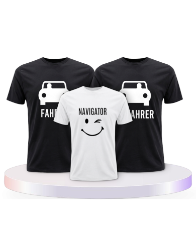 Fahrer Beifahrer und Navigator Familienset T-Shirts | Paarpulli