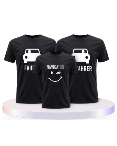 Fahrer Beifahrer und Navigator Familienset T-Shirts | Paarpulli