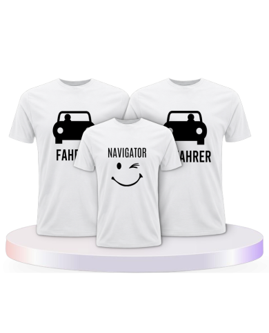 Fahrer Beifahrer und Navigator Familienset T-Shirts | Paarpulli