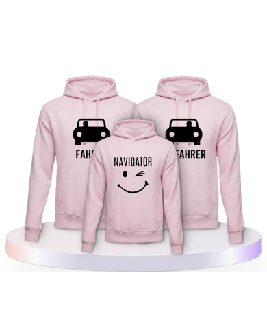 Fahrer Beifahrer und Navigator Familienset Hoodies | Paarpulli