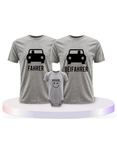 Fahrer Beifahrer und Navigator mit Baby Body Familien | Paarpulli
