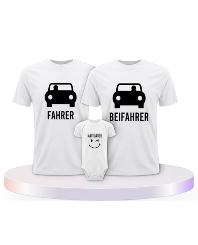 Fahrer Beifahrer und Navigator mit Baby Body Familien | Paarpulli